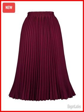Women's Pleated A-Line Swing Skirt High Waist Polyester Elastane